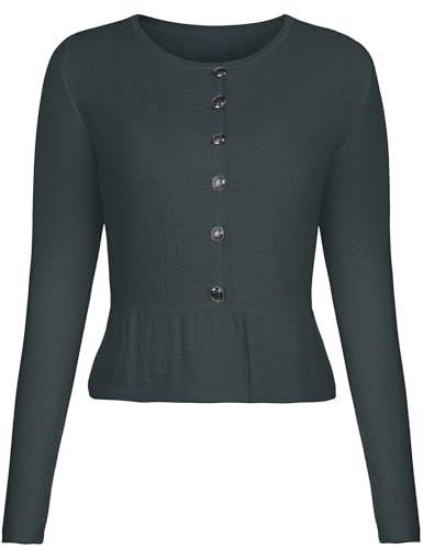 Becotal Damen Trachtenjacke Dirndl Jacke Kurze Trachten Elegante Strickjacke mit Knopfleiste Oktoberfest Outfit Grau 36 von Becotal