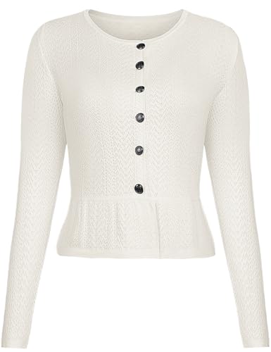 Becotal Damen Trachtenjacke Dirndl Jacke Kurze Trachten Elegante Strickjacke mit Knopfleiste Oktoberfest Outfit Weiß 36 von Becotal