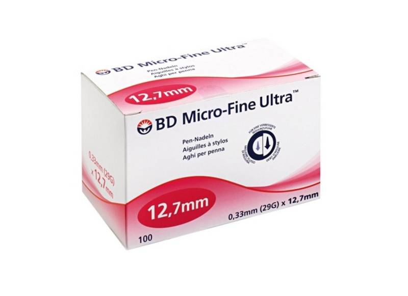 Becton Dickinson Lanzetten BD MICRO-FINE Ultra Pen-Nadeln 0,33x12,7mm, 29,00G, 100 St., Spar-Set, Blutzucker und Diabetes Management, 100 tlg., Passt auf alle gängige Pens von Becton Dickinson
