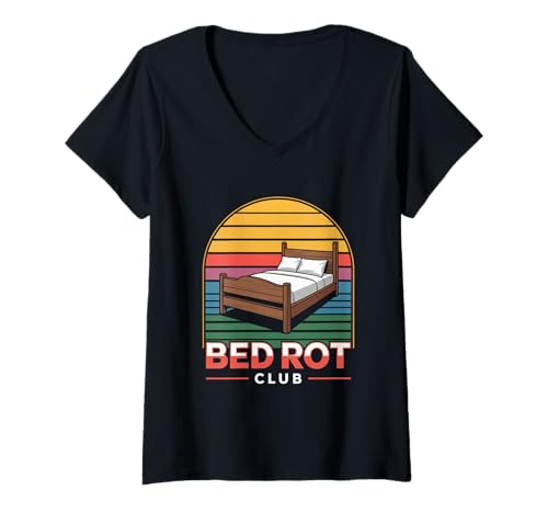 Damen Bed Rot Club Hurkle Durkle Gen-Z Lazy Day T-Shirt mit V-Ausschnitt von Bed Rotting Lover Vibes