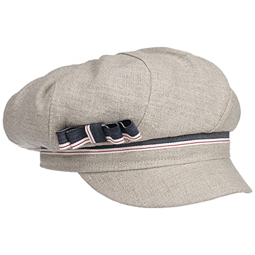 bedacht Leinen Ballonmütze mit Schleife Baker-Boy-Mütze Newsboy-Mütze Schirmmütze Leinencap (One Size - beige) von bedacht