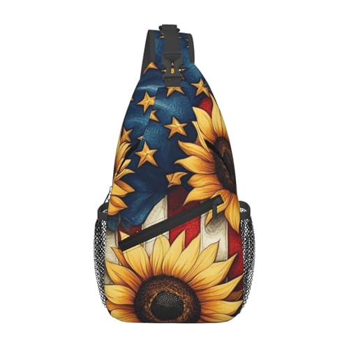 Bedbliss Schultertasche, Umhängetasche, Rucksack, Brusttasche, Fitnessstudio, Reisen, Wandern, lässiger Tagesrucksack, Amerikanische Flagge Sonnenblumen 17, 19x9x39cm Bedbliss Schultertasche, Umhängetasche, Rucksack, Brusttasche, Fitnessstudio, Reisen, Wandern, lässiger Tagesrucksack, Amerikanische Flagge Sonnenblumen 17, 19x9x39cm von Bedbliss