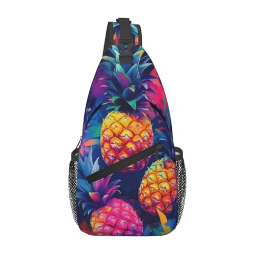 Bedbliss Schultertasche, Umhängetasche, Rucksack, Brusttasche, Fitnessstudio, Reisen, Wandern, lässiger Tagesrucksack, Bunte Ananas, 19x9x39cm Bedbliss Schultertasche, Umhängetasche, Rucksack, Brusttasche, Fitnessstudio, Reisen, Wandern, lässiger Tagesrucksack, Bunte Ananas, 19x9x39cm von Bedbliss