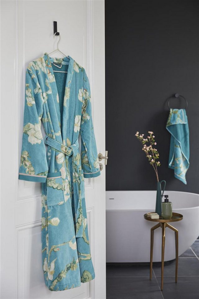 Beddinghouse x Van Gogh Museum Bademantel Blossom Bathrobe_Blue_UV_UV_M 1 Bademantel M, Gürtel, Bademantel Damen und Herren Morgenmantel Frottee von Beddinghouse x Van Gogh Museum