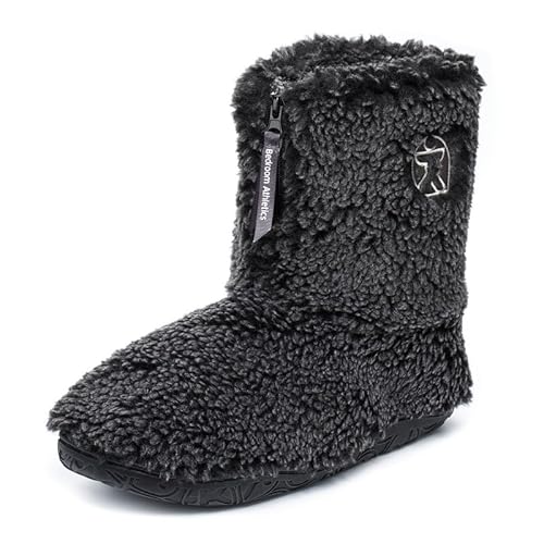 Bedroom Athletics Gosling Herren Sherpa Slipper Stiefel mit Schneespitze, weich, warm, mit Reißverschluss, Memory-Schaum, langlebig, maschinenwaschbar, Schwarz - Washed Black, 48/49 EU von Bedroom Athletics