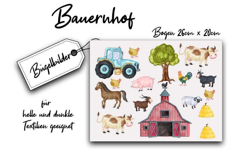 Bügelbilder Bauernhof, Bauernhof Tiere, Transfer Für Helle Und Dunkle Textilien von Bedruckbares