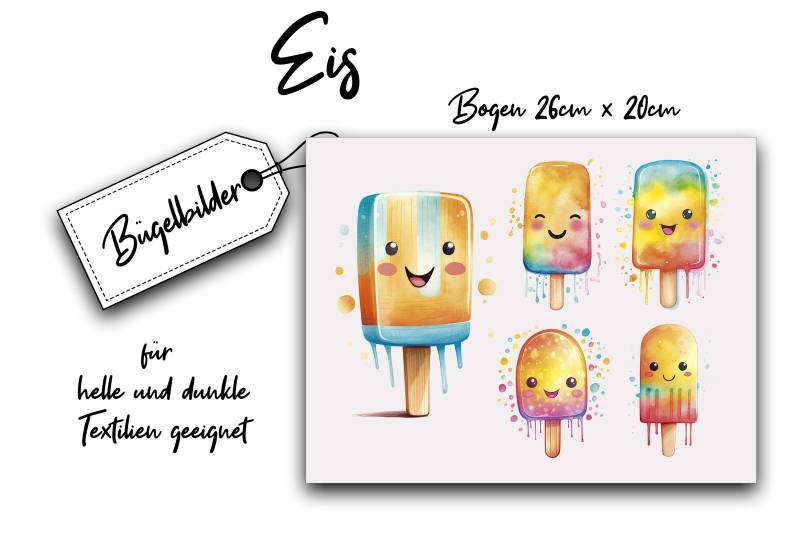 Bügelbilder Eis Mit Gesicht Für Kinder von Bedruckbares