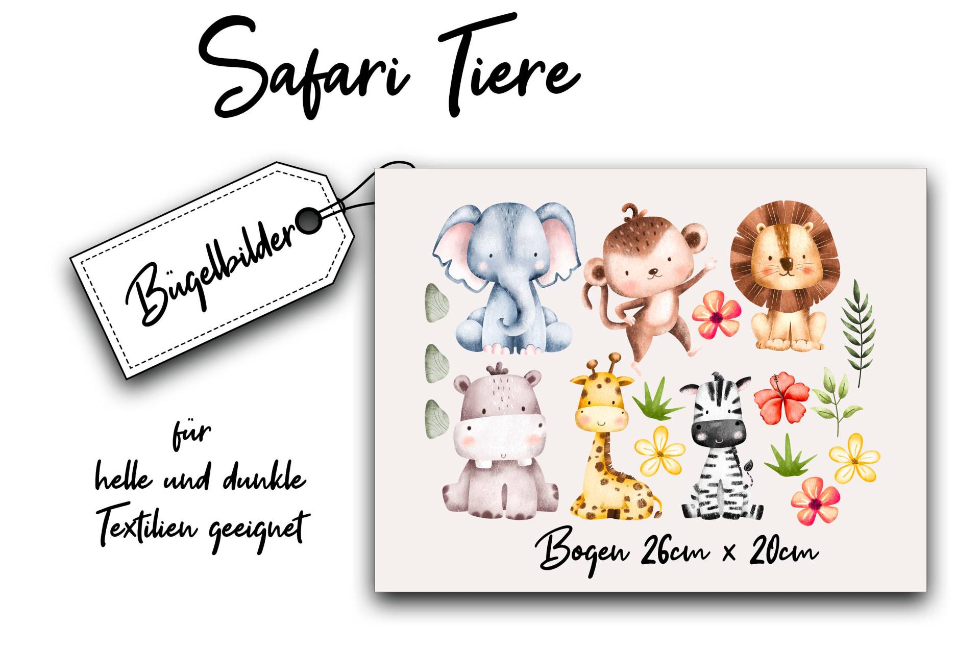 Bügelbilder Safari Für Kinder, Tiere Bügelbilder Safari Für Kinder, Tiere von Bedruckbares