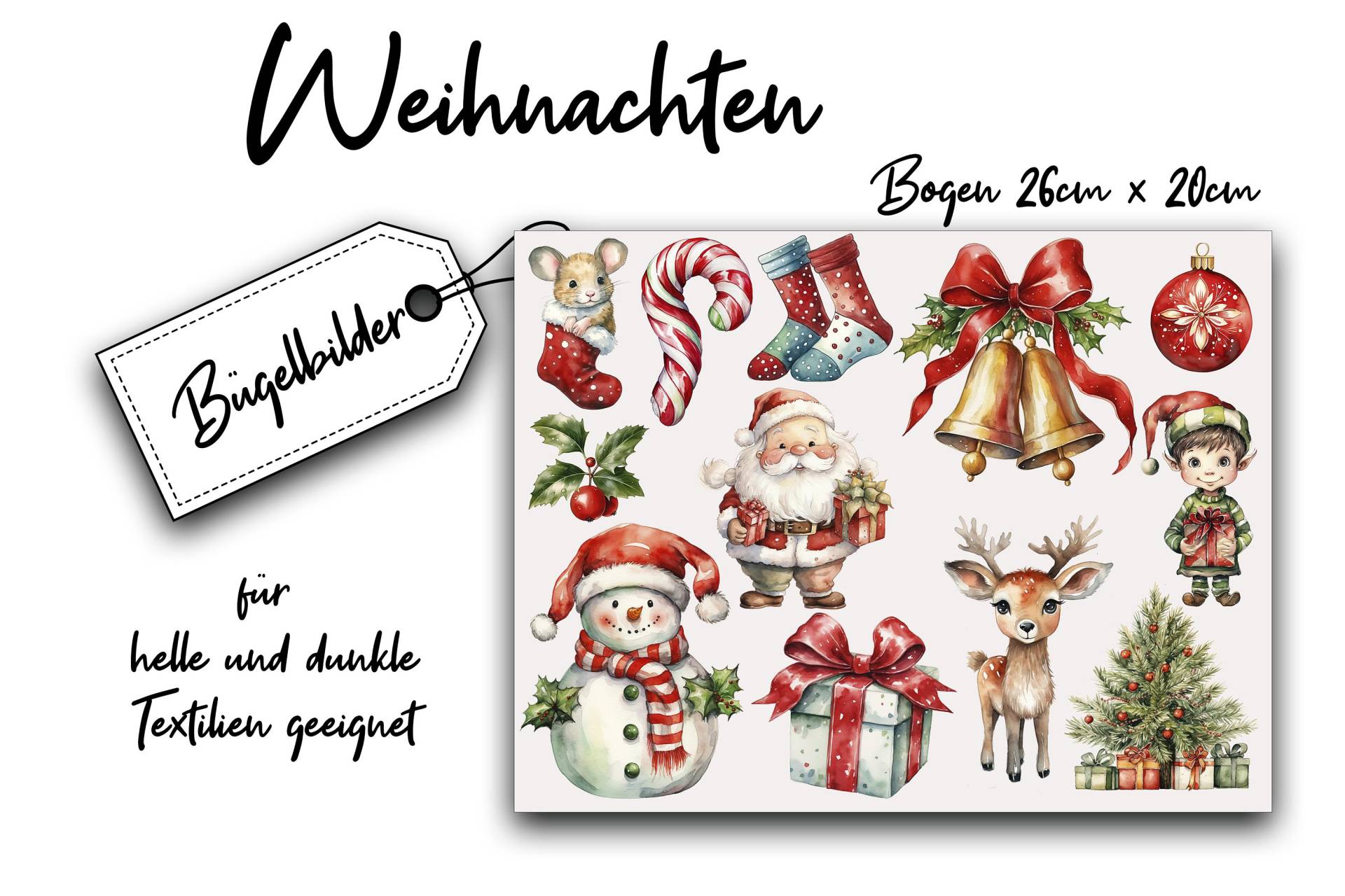 Bügelbilder Weihnachten Set Bügelbilder Weihnachten Set von Bedruckbares