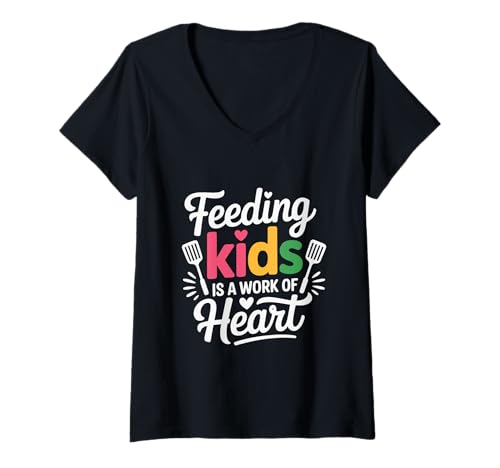 Damen Das Füttern von Kindern ist eine Herzensangelegenheit, die den Mitarbeitern der Cafeteria Wertschätzung entgegengebracht Wird T-Shirt mit V-Ausschnitt Damen Das Füttern von Kindern ist eine Herzensangelegenheit, die den Mitarbeitern der Cafeteria Wertschätzung entgegengebracht Wird T-Shirt mit V-Ausschnitt von Bee Cool At School