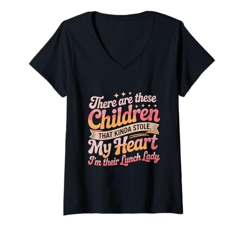 Damen Lunch Lady Heart: Schulernährungsteam T-Shirt mit V-Ausschnitt Damen Lunch Lady Heart: Schulernährungsteam T-Shirt mit V-Ausschnitt von Bee Cool At School