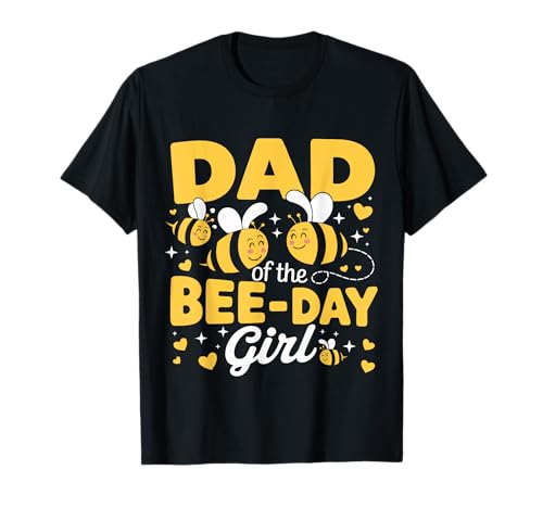 Herren Dad of the Bee-Day Geburtstagsparty-Outfit für Mädchen, niedliches Bienen-Design T-Shirt von Bee Day Party Shirts for Dad