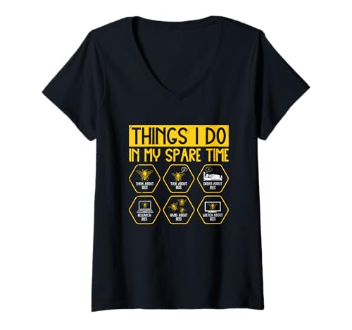 Damen Dinge, die ich in meiner Freizeit mache Bees Fun T-Shirt mit V-Ausschnitt Damen Dinge, die ich in meiner Freizeit mache Bees Fun T-Shirt mit V-Ausschnitt von Bee Enthusiast Hobby Humor Beekeeping