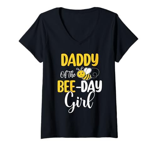 Damen Passende Geburtstagsparty für Herren zum Daddy of The Bee Day für Mädchen T-Shirt mit V-Ausschnitt Damen Passende Geburtstagsparty für Herren zum Daddy of The Bee Day für Mädchen T-Shirt mit V-Ausschnitt von Bee Family Matching Funny Birthday Shirt