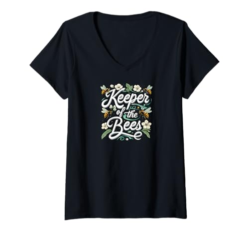 Damen Keeper of the Bees Beekeeper Honeycomb Bee Lover Design T-Shirt mit V-Ausschnitt Damen Keeper of the Bees Beekeeper Honeycomb Bee Lover Design T-Shirt mit V-Ausschnitt von Bee Keeper & Apiculture Designs