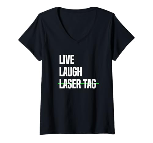 Damen Lustiger Multiplayer - Live Laugh Laser Tag T-Shirt mit V-Ausschnitt Damen Lustiger Multiplayer - Live Laugh Laser Tag T-Shirt mit V-Ausschnitt von Bee Kind Tees
