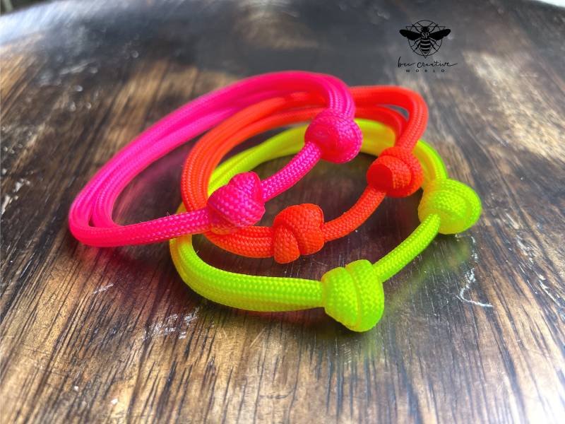 Armband Paracord Neon Minimalistisch Nylon 5mm Surfer Boho Hippie von BeeCreativeWorld