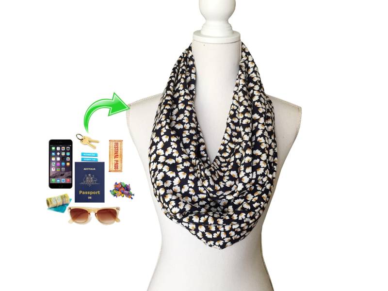 Frauen-Reißverschlusstasche, Langer Loop-Schal Für Telefon, Schlüssel Usw. Leichter Frühlings-Sommer-Herbst-Fall-Navy Viskose-stoff von BeeDeeCollection