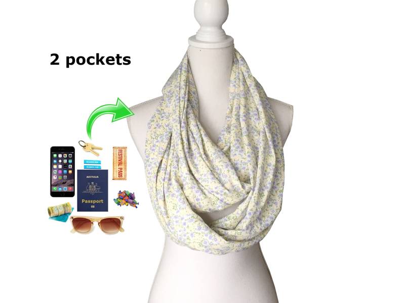 Infinity-Schal Mit 2 Reißverschlusstaschen Für Desinfektionsmittel, Telefon, Geld, Schlüssel, Reisepass Usw von BeeDeeCollection