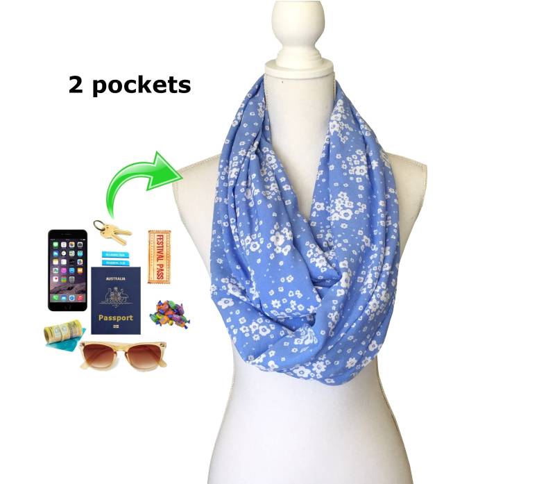 Infinity-Schal Mit 2 Taschen Für Pass, Handy, Geld, Schlüssel Usw von BeeDeeCollection