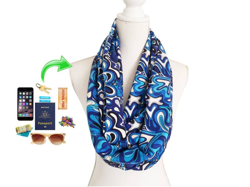 Infinity-Schal Mit Reißverschluss Für Telefon, Schlüssel, Ausweis, Händedesinfektionsmittel Usw. Sommer Frühling Herbst Rayon-stoff von BeeDeeCollection