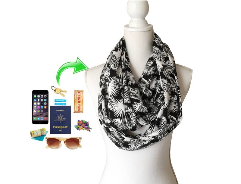 Reißverschluss-Tasche Für Geld, Schlüssel, Id, Telefon, Reisepass Frühling Sommer Herbst Schwarz Weiß Einfarbiger Viskose-stoff von BeeDeeCollection