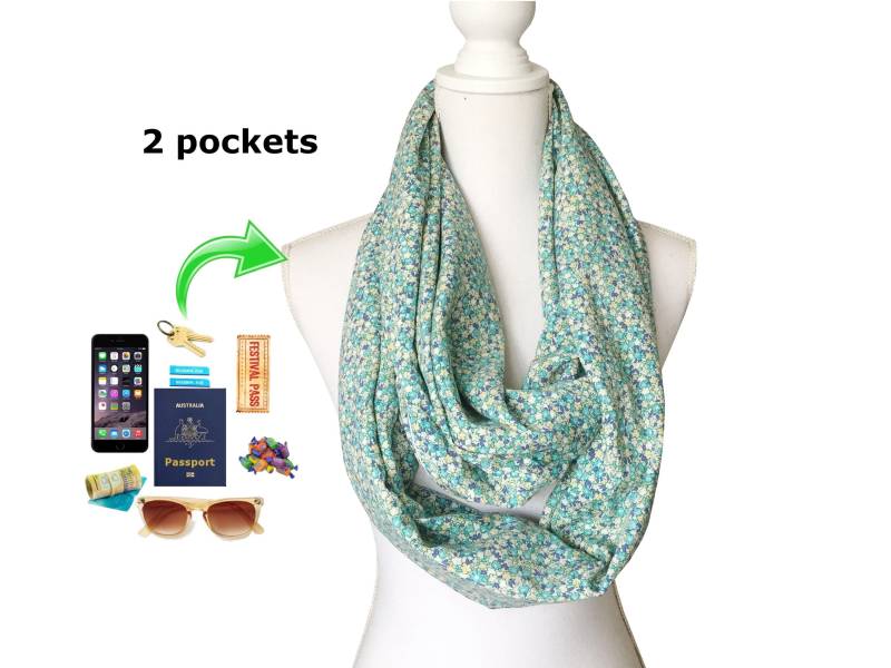 Reißverschlusstasche, Langer Loop-Schal Für Desinfektionsmittel, Telefon, Schlüssel Usw von BeeDeeCollection