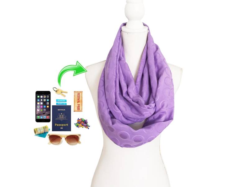 Zip Up Pocket Infinity Schal Für Reisepass, Geld, Schlüssel Usw Viskosegewebe von BeeDeeCollection