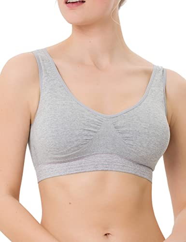 BeeDees Damen Bustier Comfee Crop Top Graumelange, 44/46 mit herausnehmbaren Cups Breite Träger von BeeDees