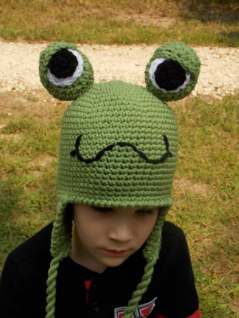 Gehäkelte Frosch Mütze, Beanie, Mütze Mit Ohrenklappen - Alle Größen, Von Neugeborenen Bis Erwachsene von BeeEweDesigns