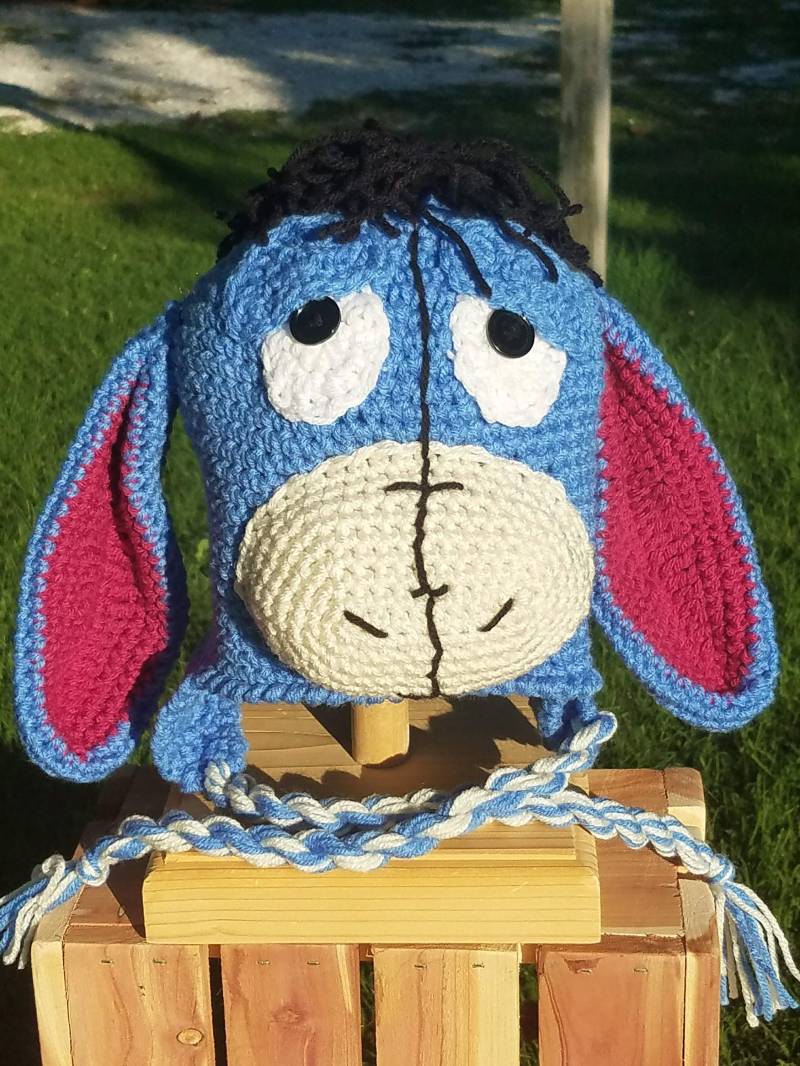 Hand Häkeln Blau Esel Hat - Größen Neugeborenen Durch Erwachsene von BeeEweDesigns