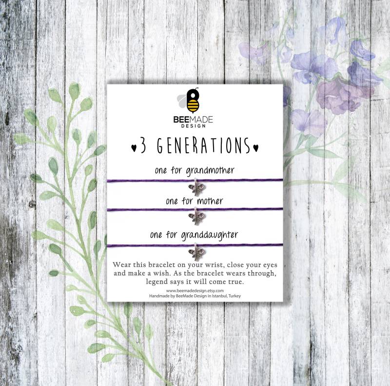 3 Generationen Wunsch Armband Set Großmutter, Mutter, Tochter Geschenk von BeeMadeDesign