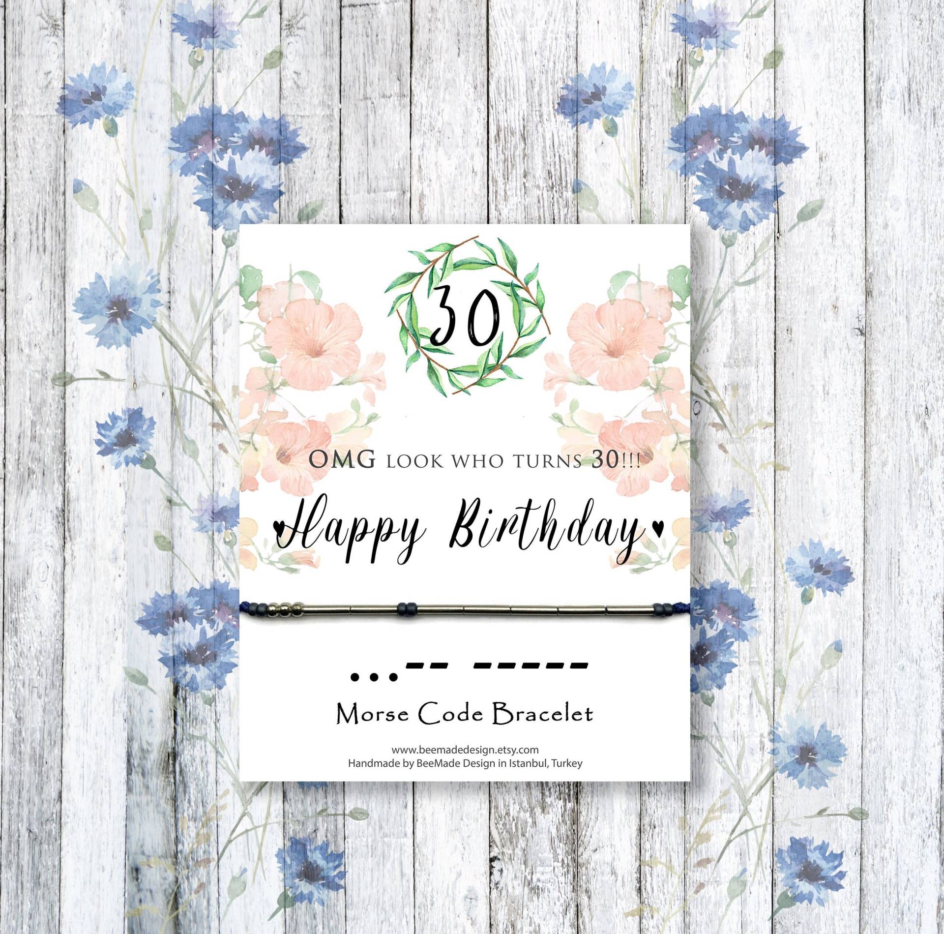 30Th Birthday Morse-Code Armband Vergoldete Oder Versilberte Perlen von BeeMadeDesign