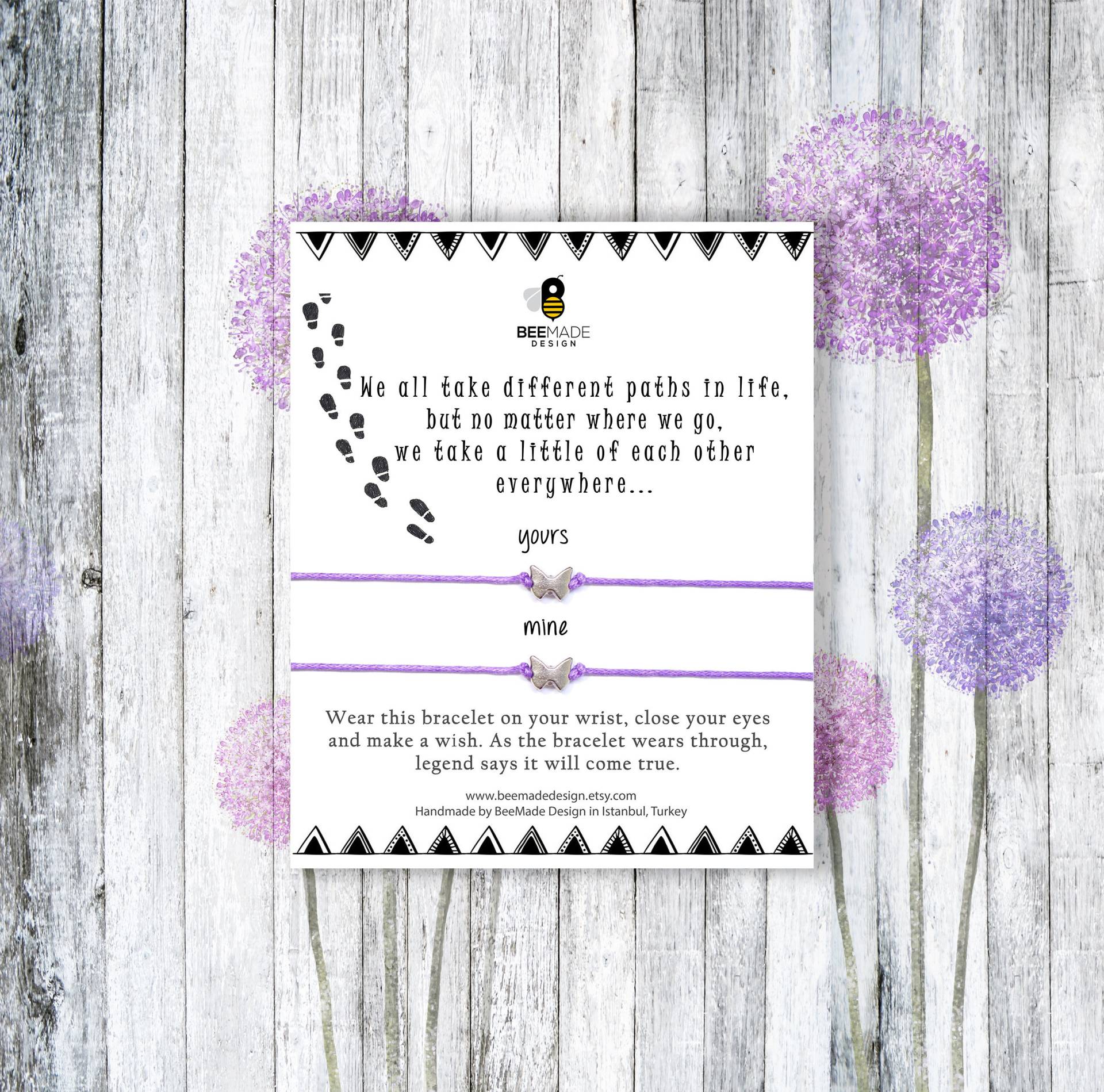 Bff Wunscharmband Set Silber Charm, Freundschaftsgeschenk von BeeMadeDesign