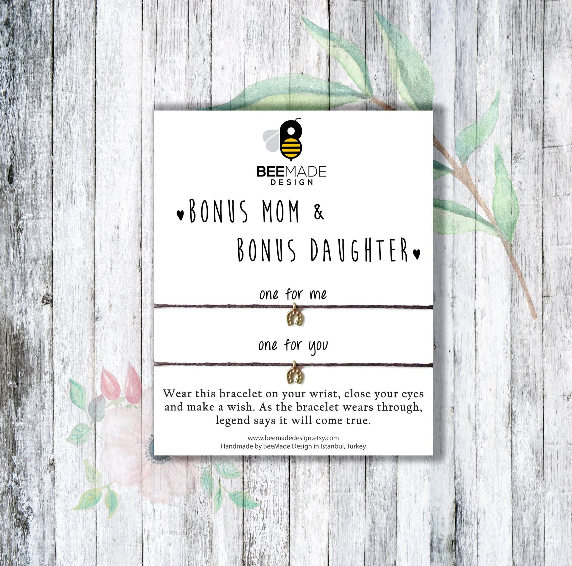 Bonus Mutter Tochter Passende Wunsch Armbänder Stiefmutter Geschenk von BeeMadeDesign
