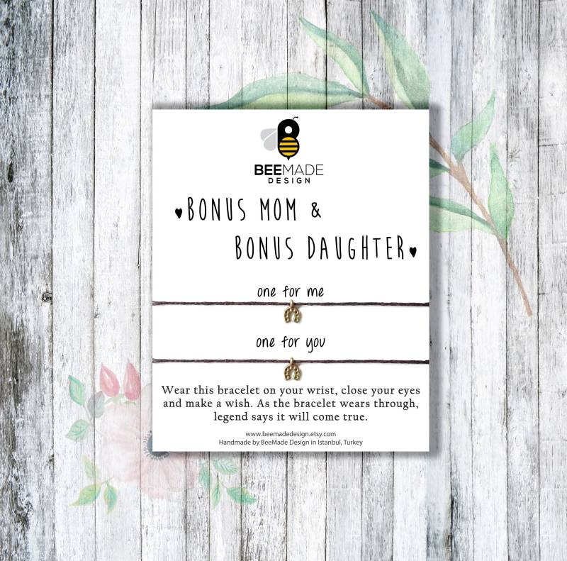 Bonus Mutter Tochter Passende Wunsch Armbänder Stiefmutter Geschenk von BeeMadeDesign