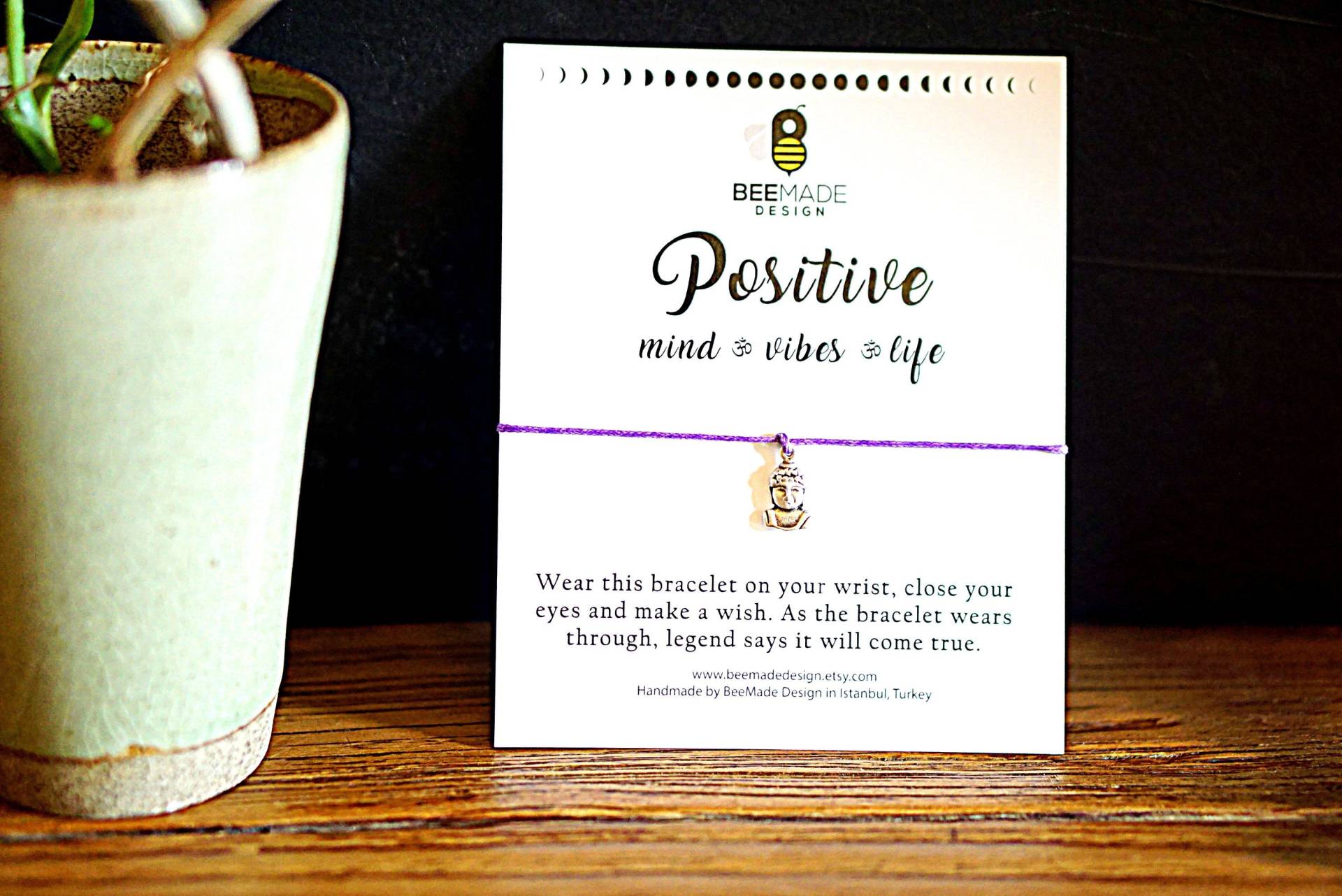 Buddha Wunsch Armband Silber Charm, Zen Spirituelles Geschenk von BeeMadeDesign