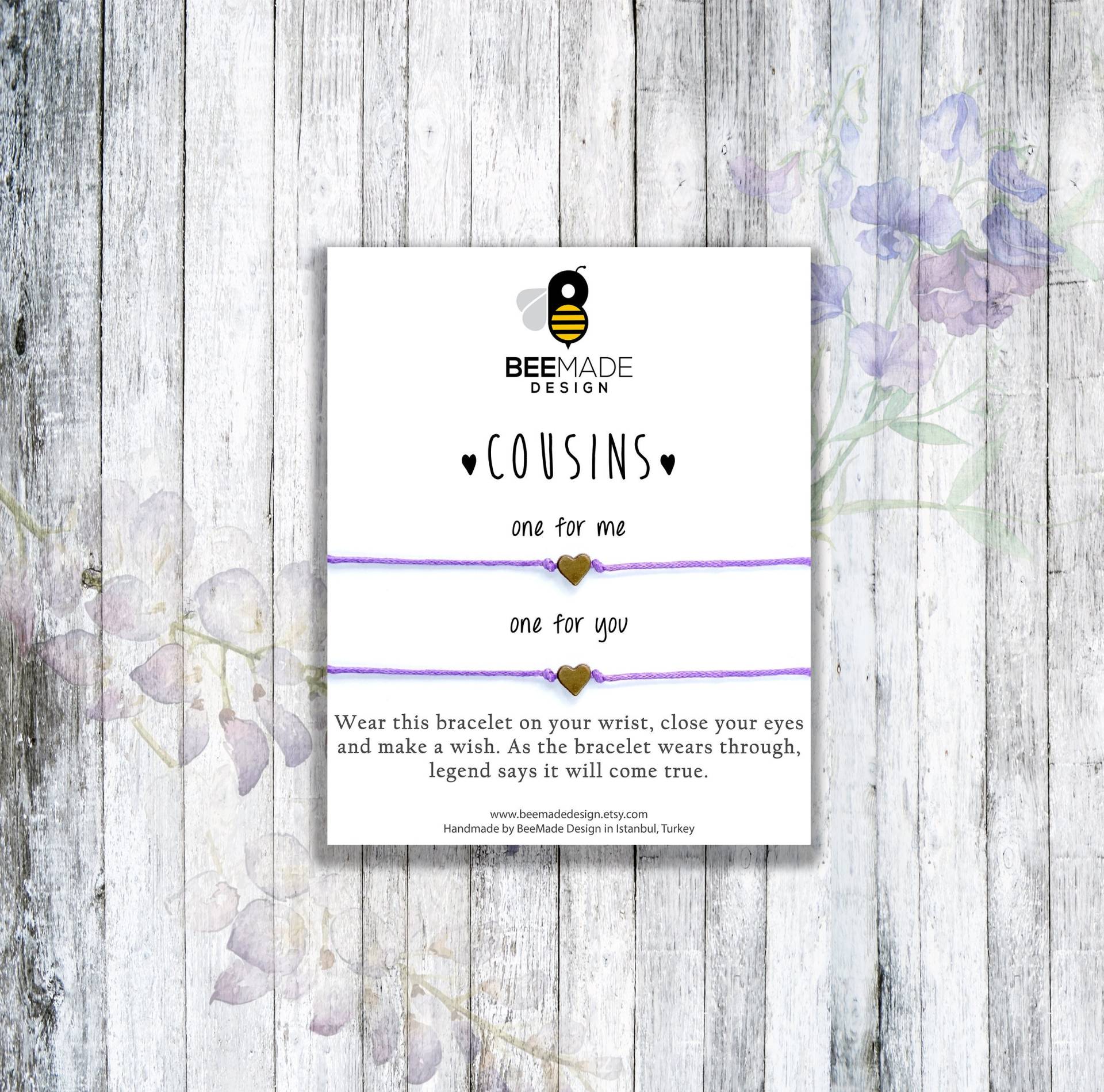 Cousin Wunsch Armbänder Passende String Armbänder, 2Er Set von BeeMadeDesign