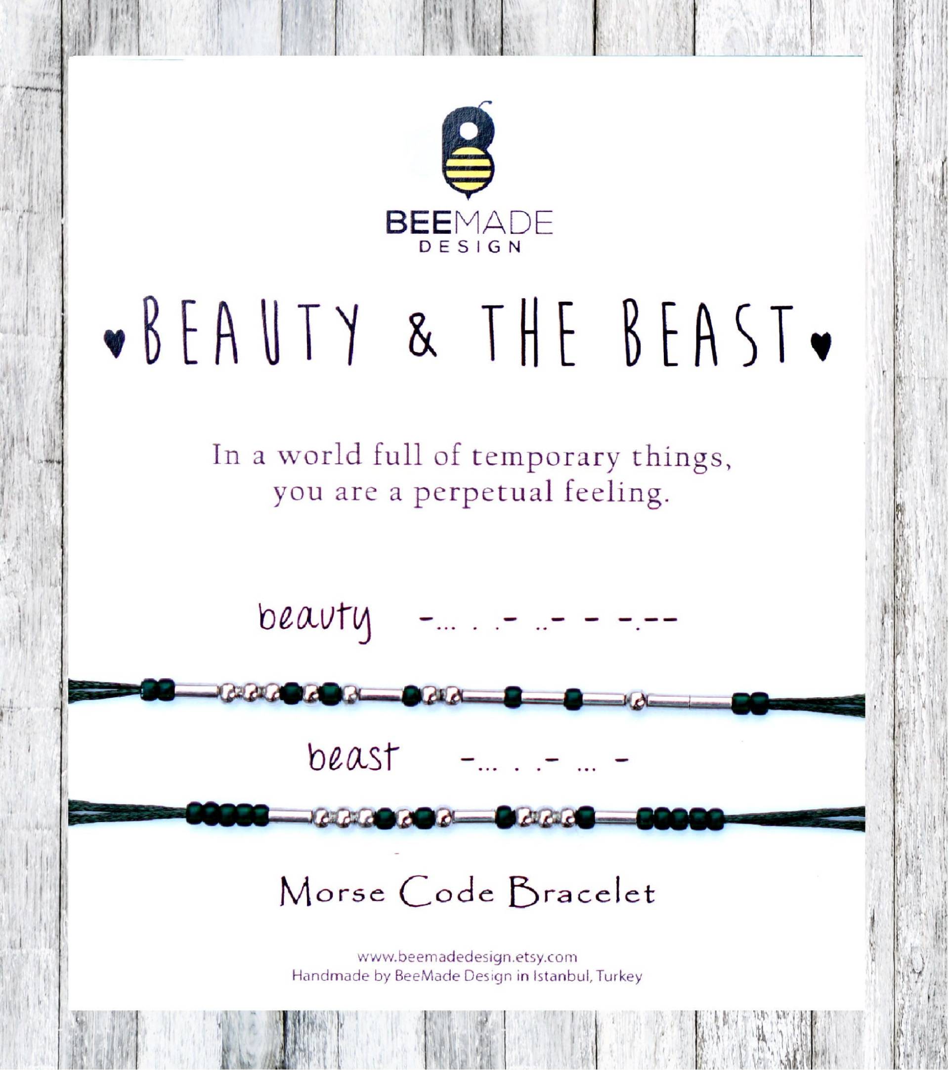 Die Schöne Und Das Biest Morsecode Armbänder Passendes Paar Geschenk von BeeMadeDesign