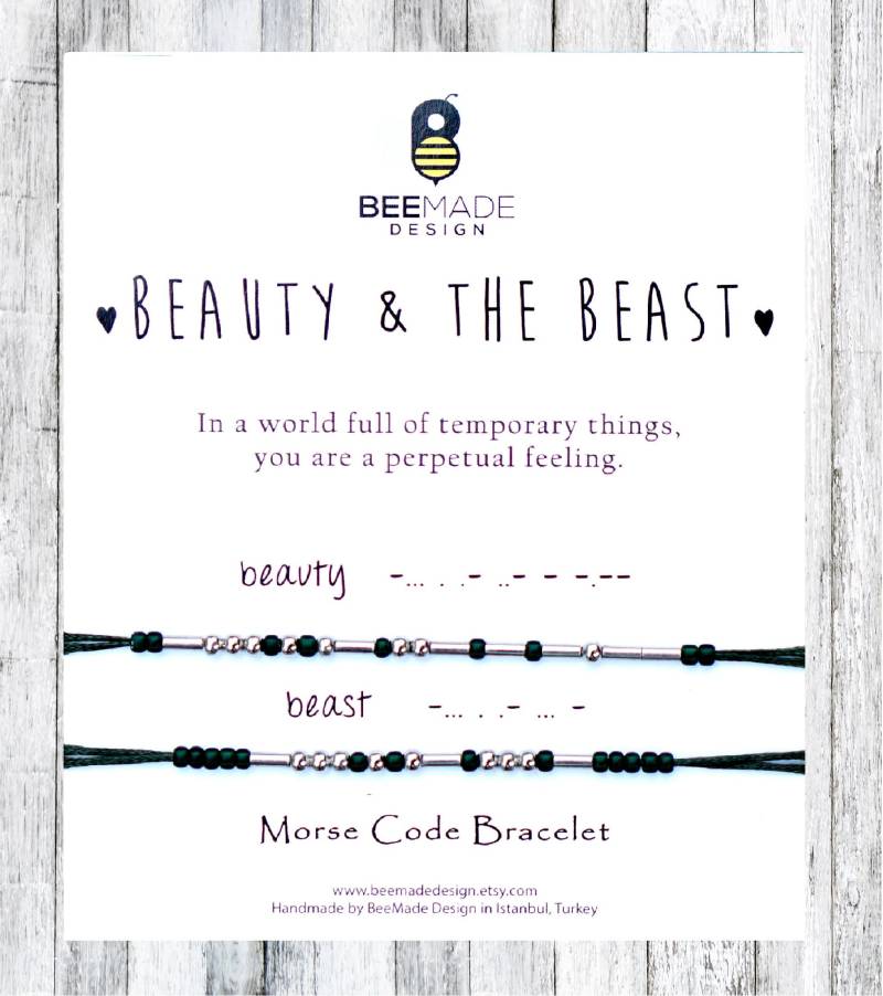 Die Schöne Und Das Biest Morsecode Armbänder Passendes Paar Geschenk von BeeMadeDesign