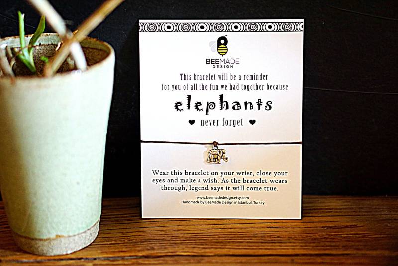 Elefant Wunsch Armband Silber Charm Freundschaftsschmuck von BeeMadeDesign