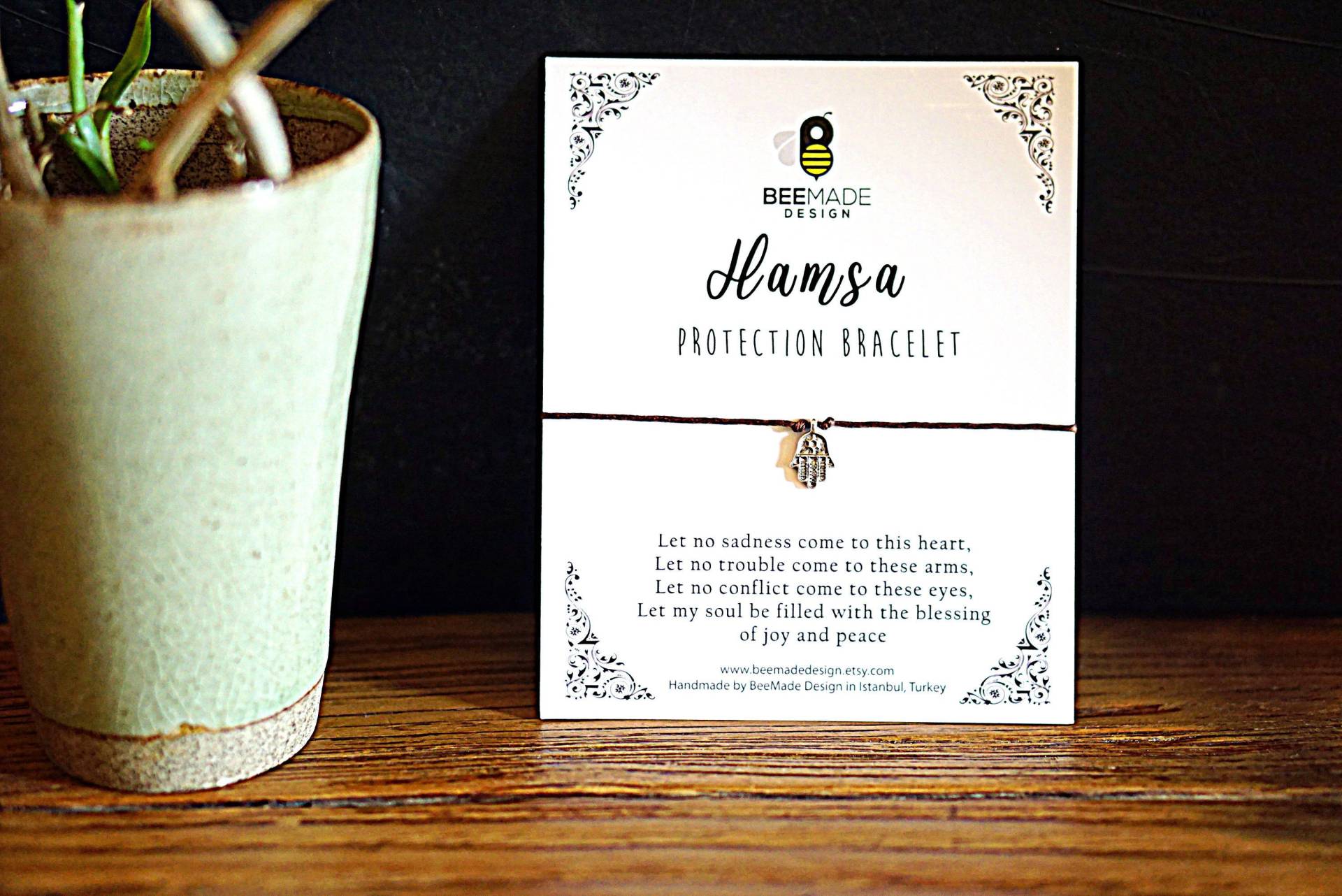 Hamsa Wunsch Armband Silber Charm, Freundschaft Geschenk von BeeMadeDesign