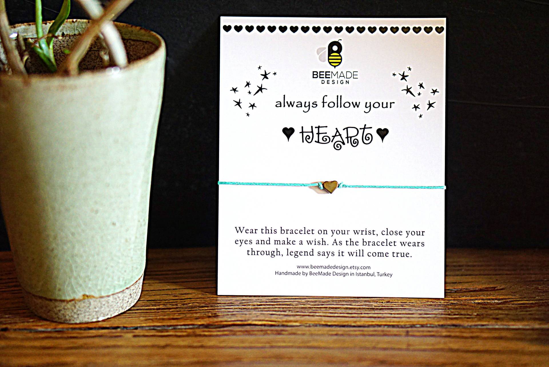 Herz Bettelarmband Zierliche Wunschschnur von BeeMadeDesign