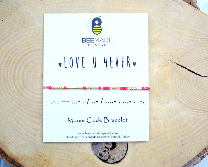 Morse-Code Armband Fern Beziehung Geschenk von BeeMadeDesign