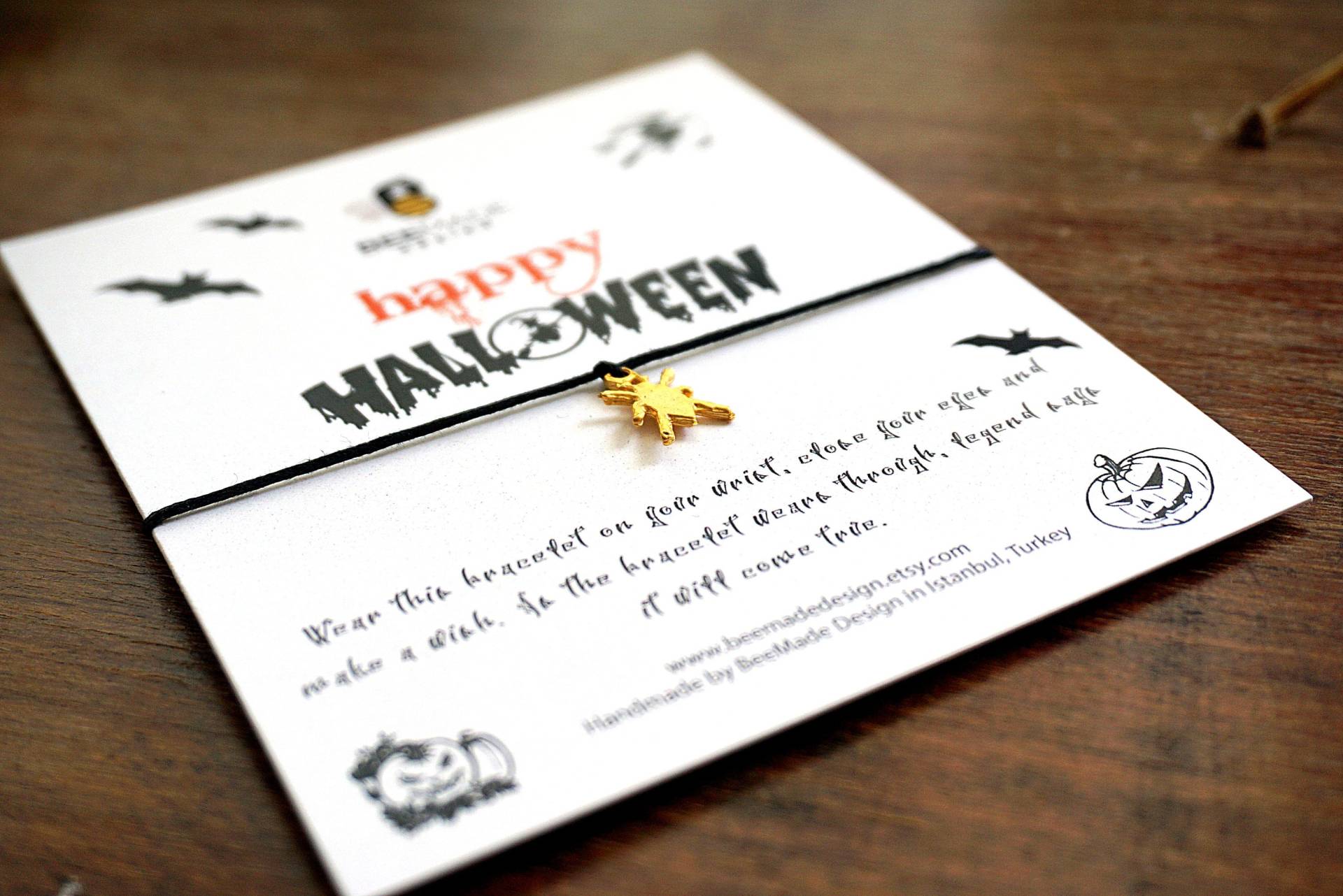 Schädel Halloween Wunsch Armband Einzigartiges Gastgeschenk von BeeMadeDesign