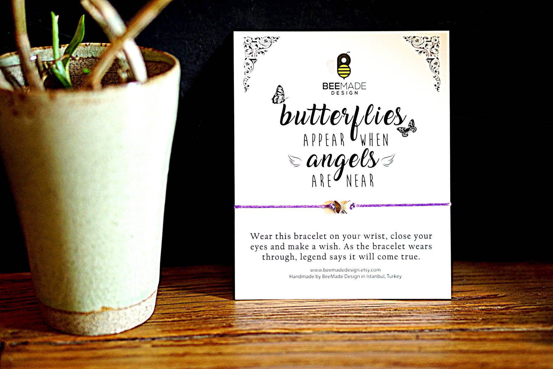Schmetterling Wunsch Armband Silber Charm, Erinnerungsgeschenk von BeeMadeDesign