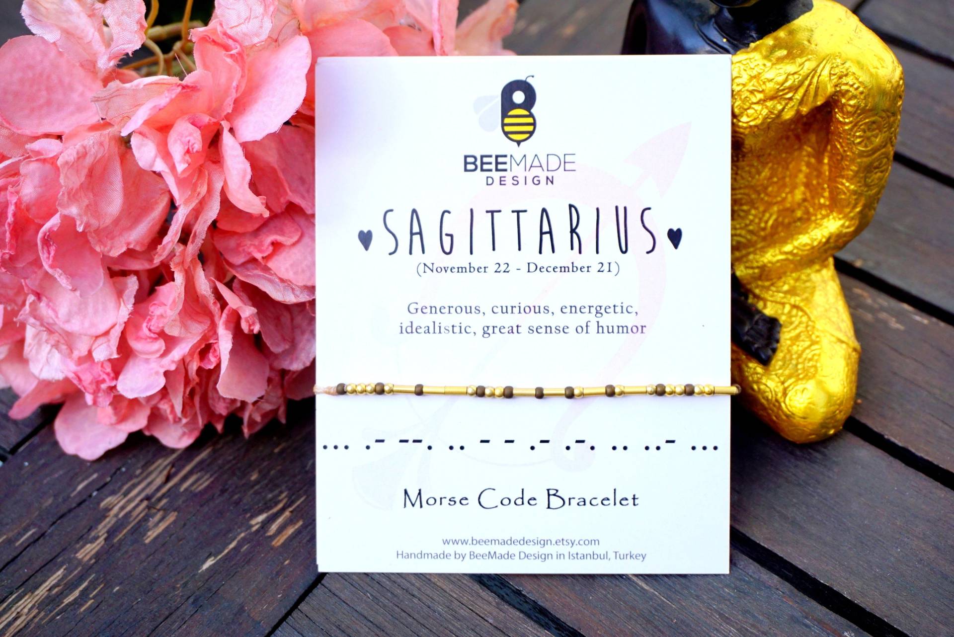 Schütze Sternzeichen Armband Morse Code Astrologie Schmuck von BeeMadeDesign