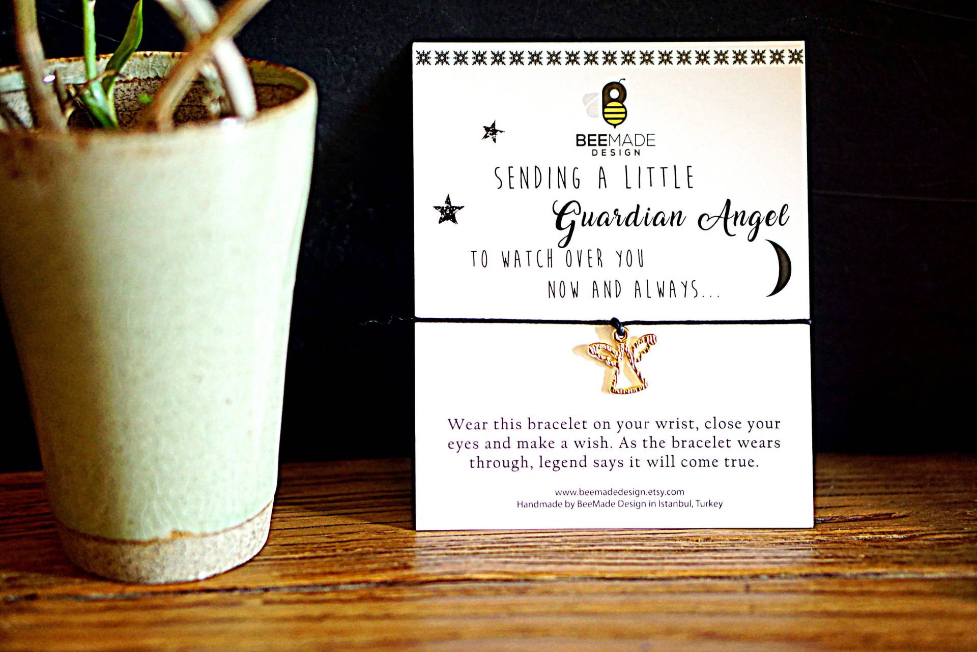Schutzengel Wunsch Armband - Verstellbarer Freundschaftsanhänger von BeeMadeDesign