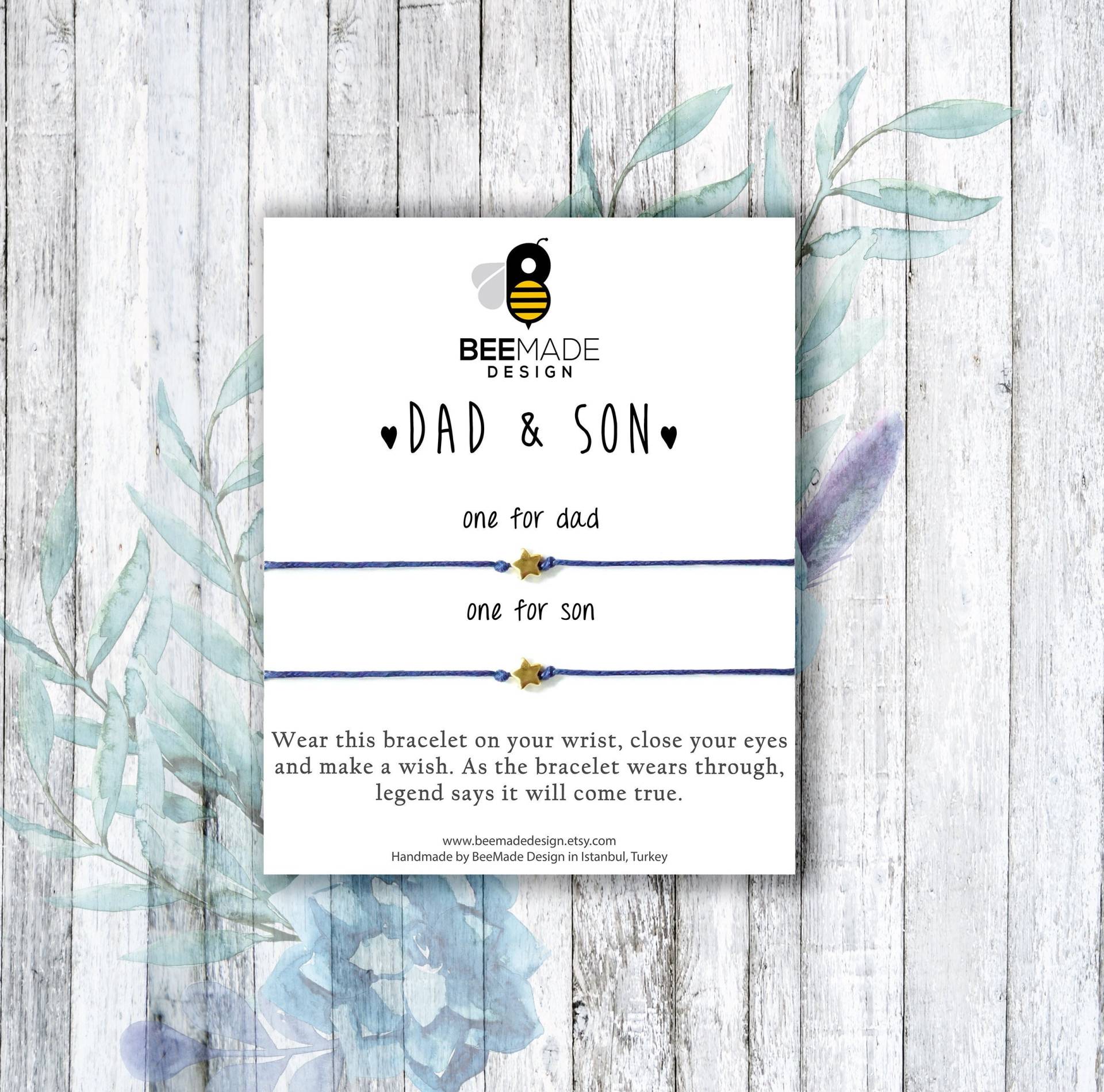 Dad & Son Wunsch Armbänder, Passendes Gold Charm Set von BeeMadeDesign