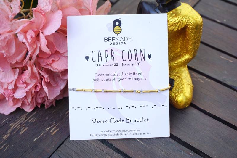 Steinbock Sternzeichen Armband Morse Code Astrologie Schmuck Geschenk von BeeMadeDesign